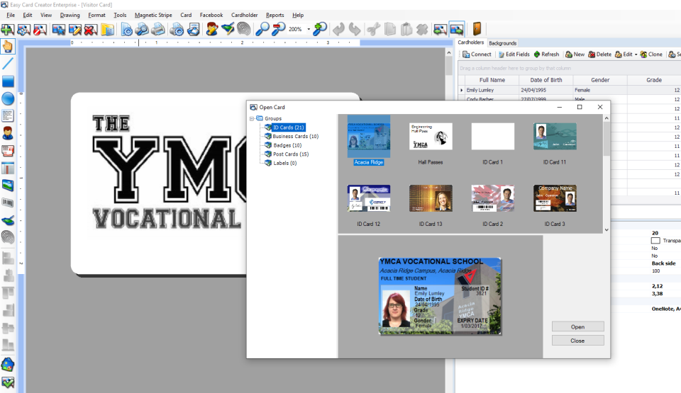 screenshot of Easy Card Creator